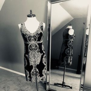 Adorable fitted tank dress, black w/silver sparkle